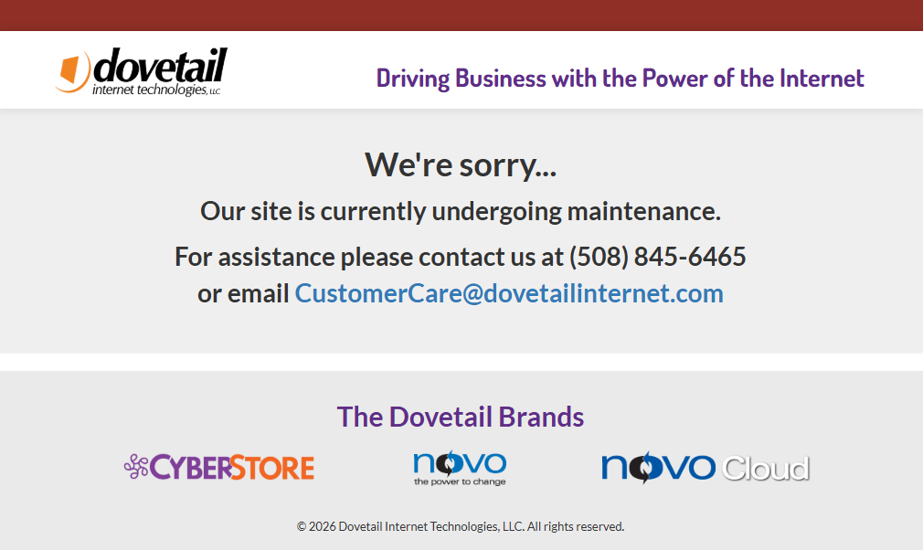 Example AVOID Emergency page displaying a site maintenance message